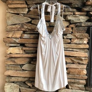 BCBGMaxazria Sequin V-Neck Halter Cocktail Dress